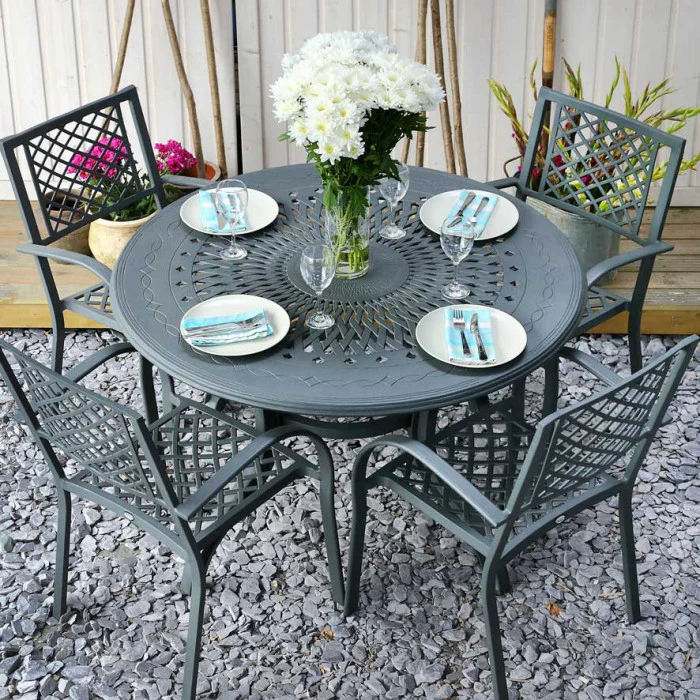 Amy Table 4 Seater Set - Slate - Image 6