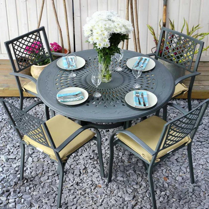 Amy Table 4 Seater Set - Slate - Image 9