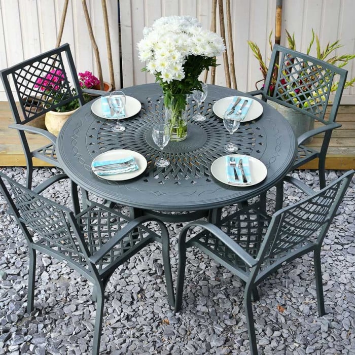 Amy Table 6 Seater Set - Slate - Image 7