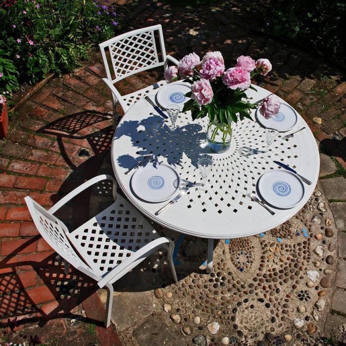 Amy Table 6 Seater Set - White - Image 3