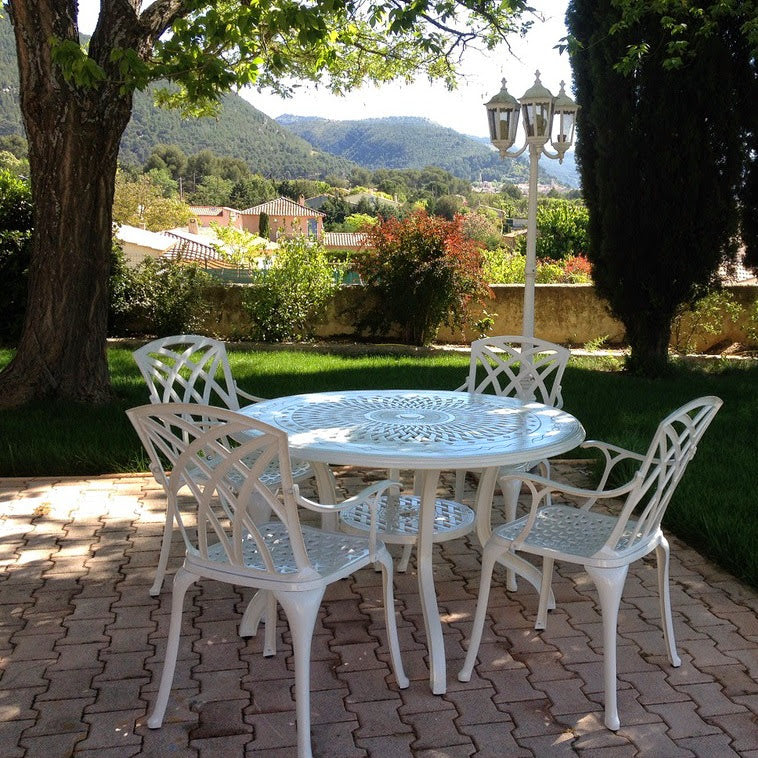 Amy Table 6 Seater Set - White - Image 4