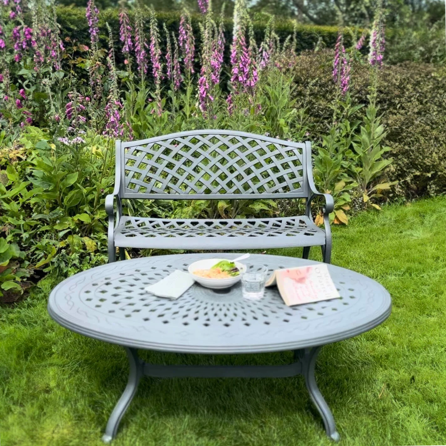 Bella Table 2 Seater Set - Slate Grey - Image 4