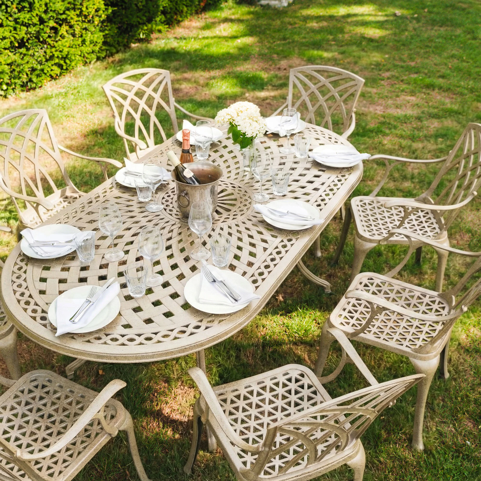 Catherine Table 8 Seater Set - Sandstone - Image 4