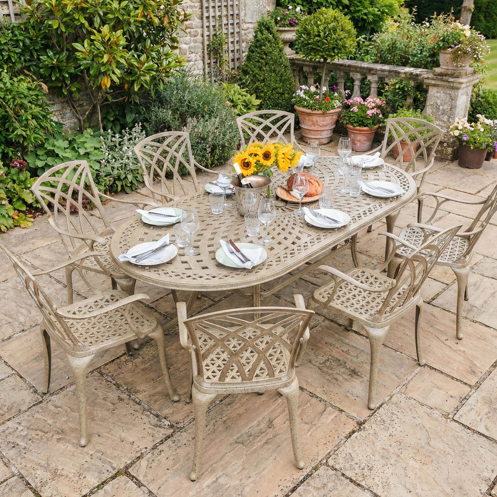 Catherine Table 8 Seater Set - Sandstone - Image 6