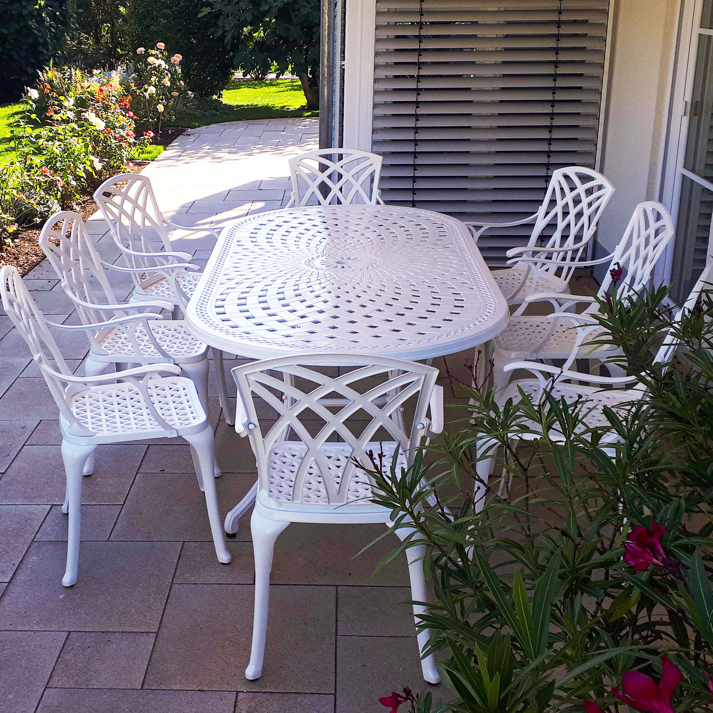 Catherine Table 8 Seater Set - White - Image 12