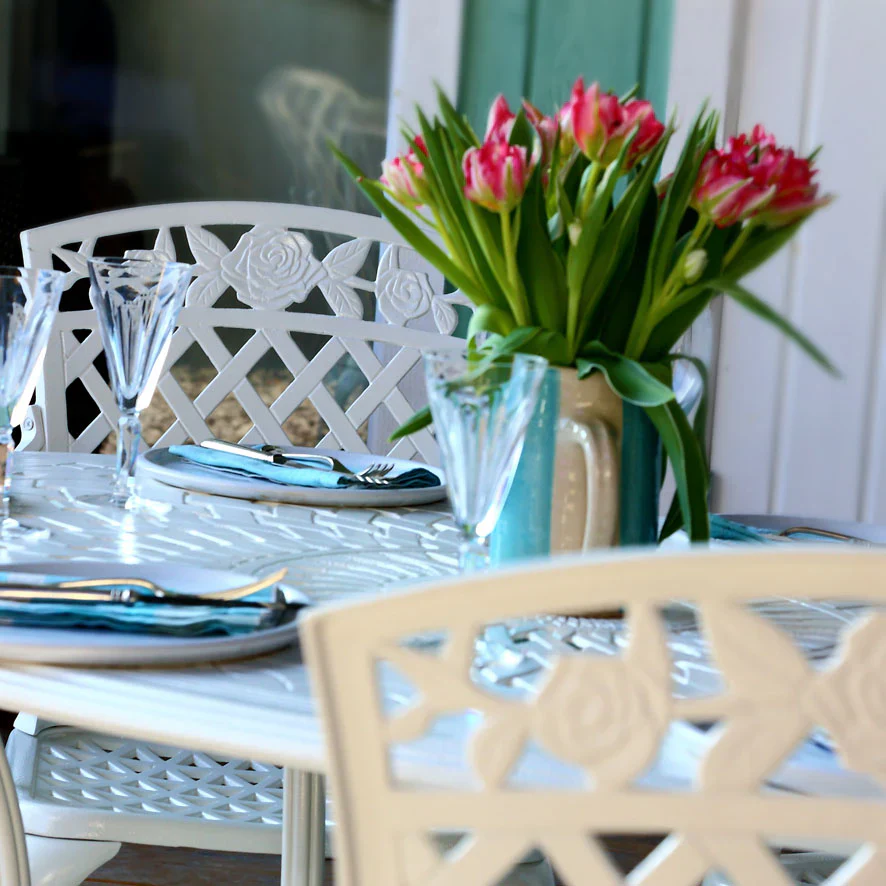 Charlotte Table 6 Seater Set - White - Image 4
