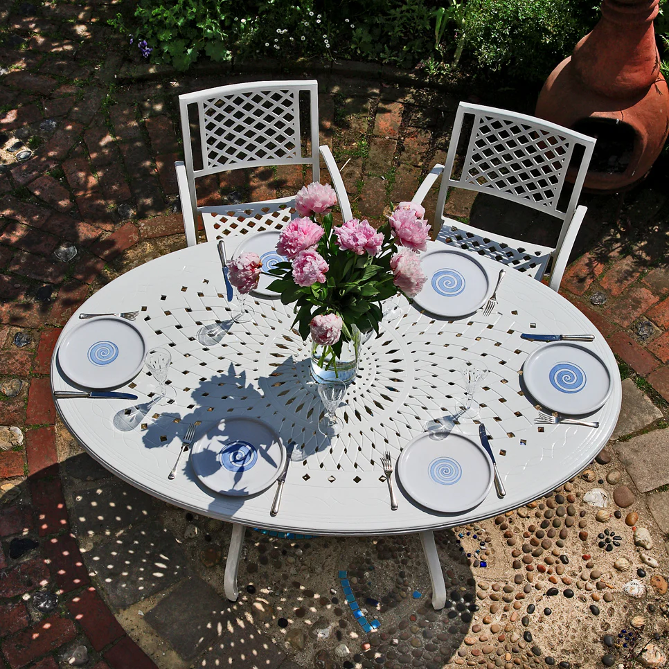 Charlotte Table 6 Seater Set - White - Image 8
