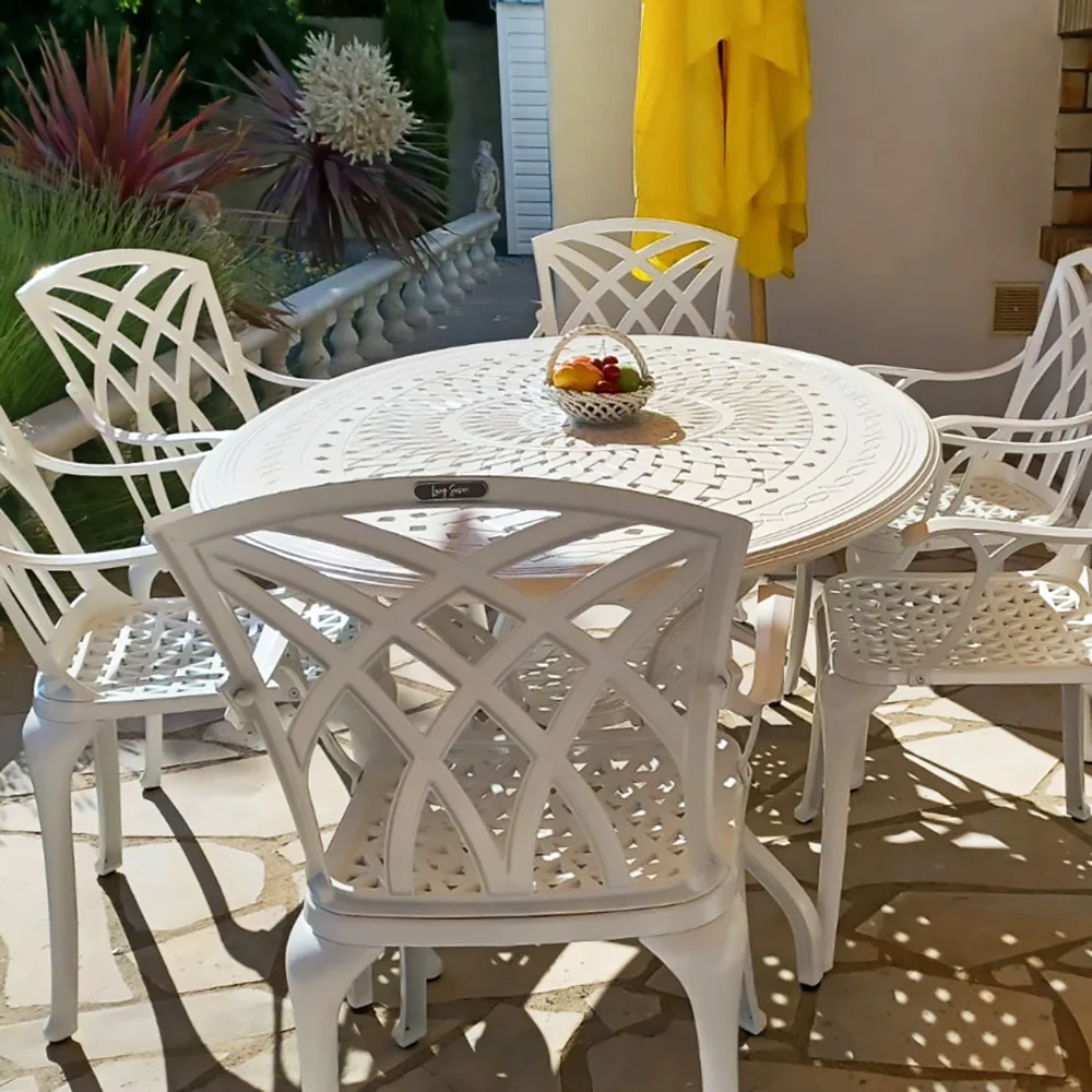Charlotte Table 6 Seater Set - White - Image 9