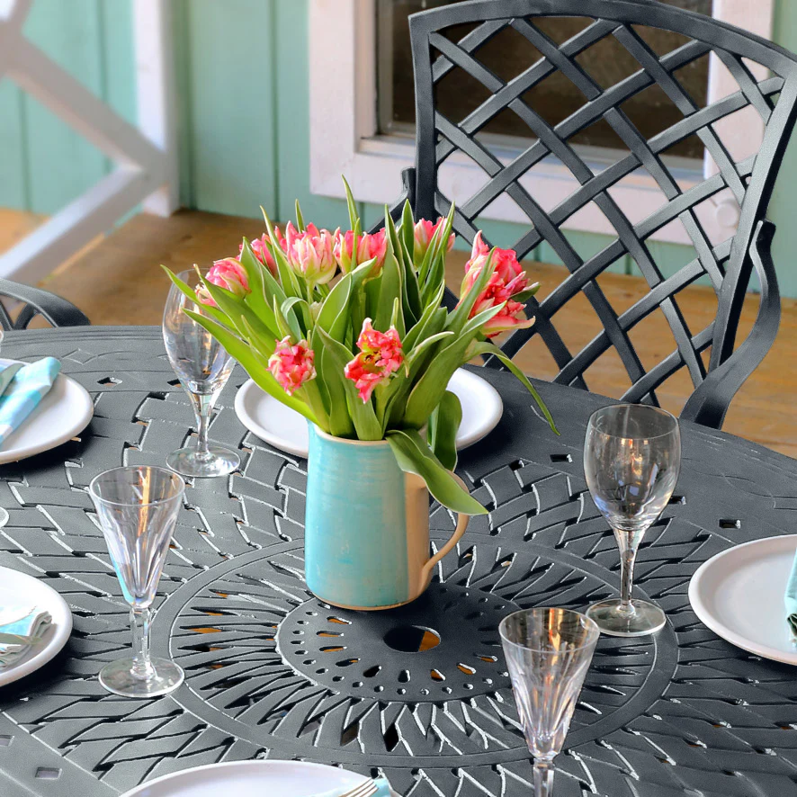 Charlotte Table 6 Seater Set - Slate Grey - Image 3