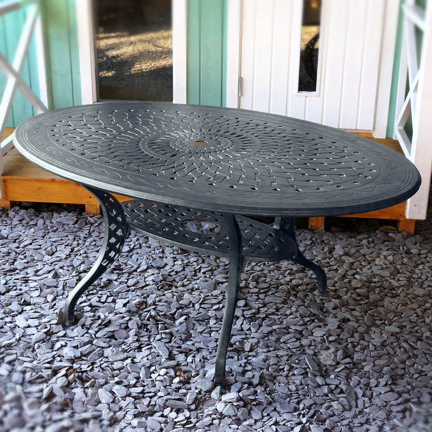 Charlotte Table 6 Seater Set - Slate Grey - Image 6