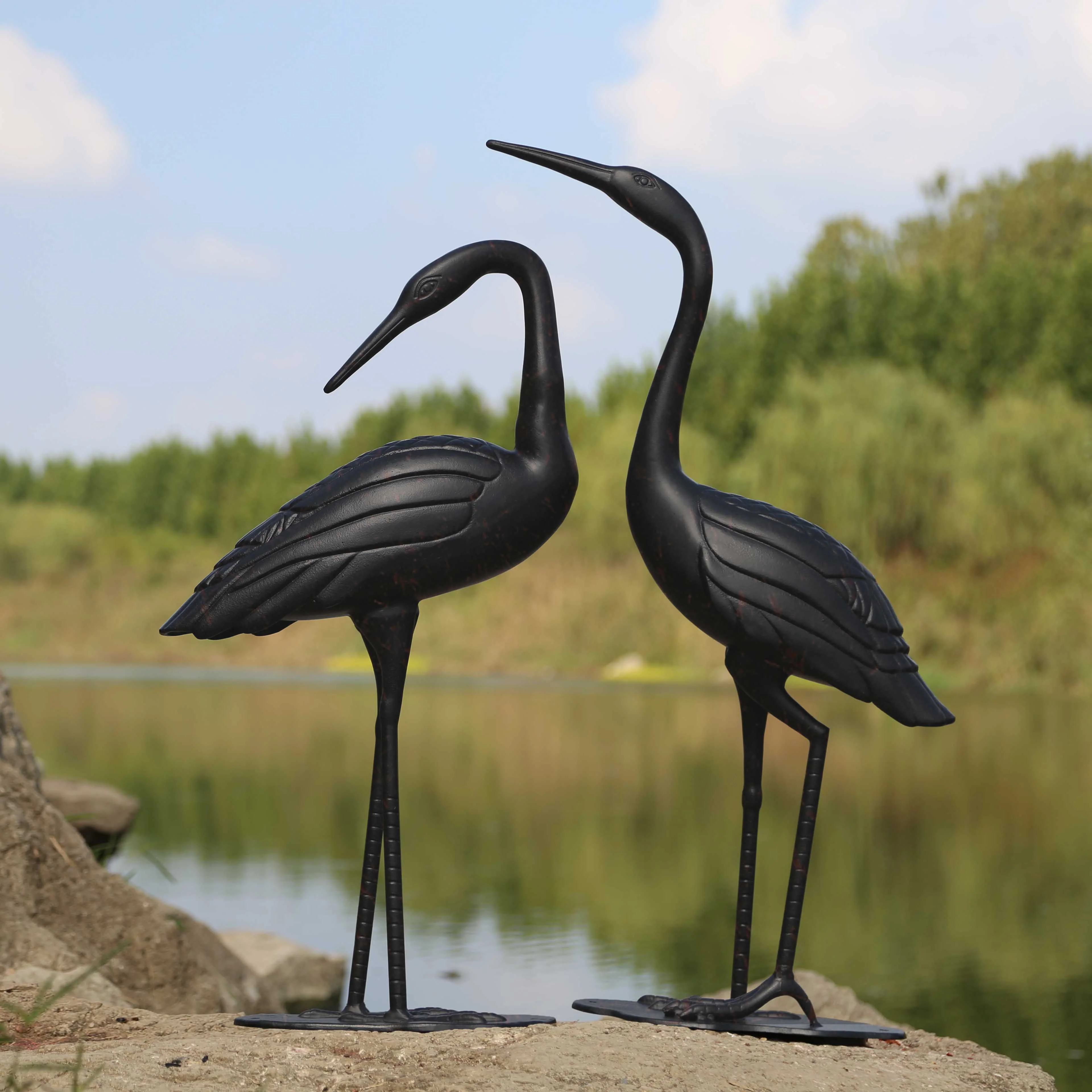 Crane Pair - Antique Bronze - Image 8