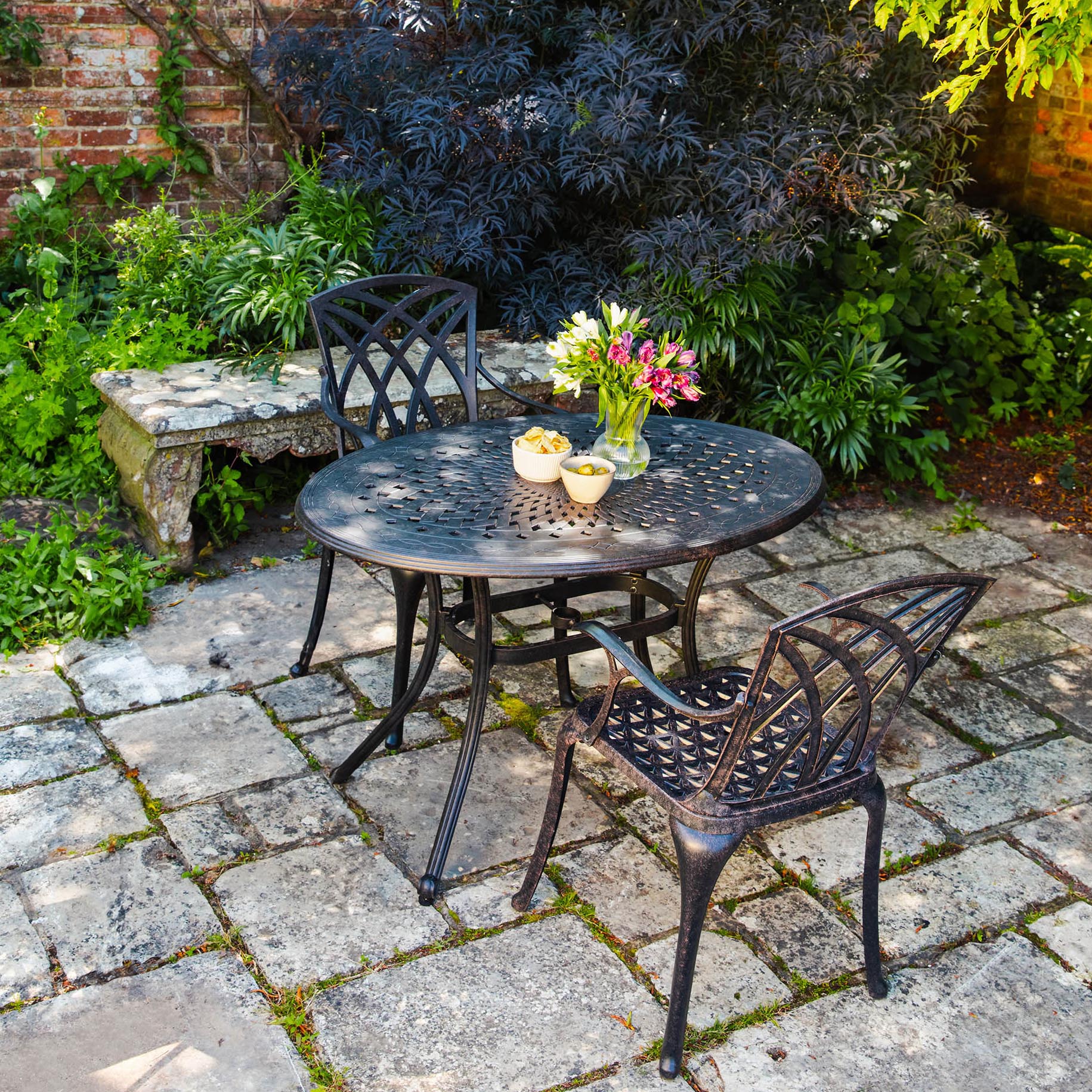 Daisie Table 2 Seater Set - Antique Bronze - Image 3