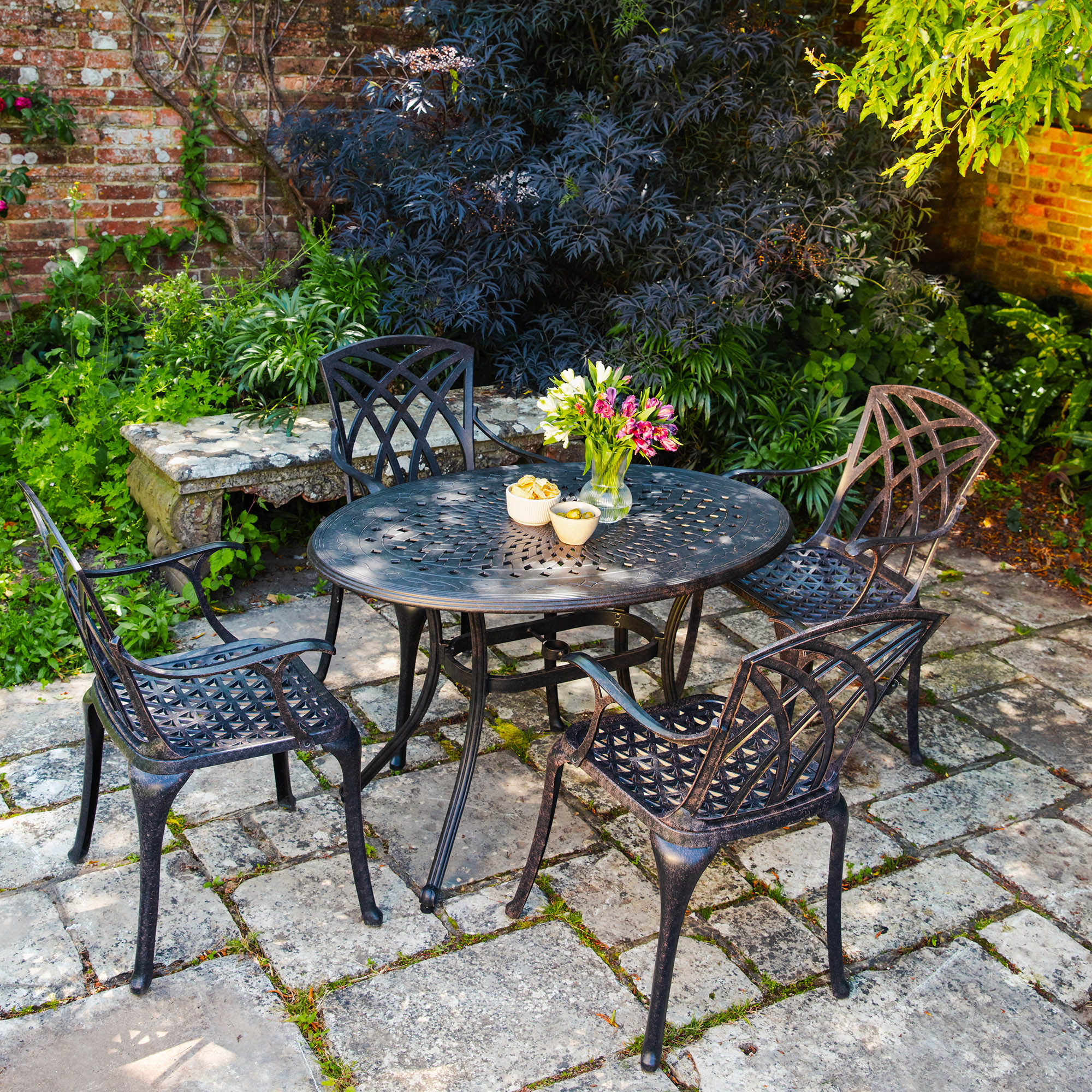 Daisie Table 4 Seater Set - Antique Bronze - Image 4