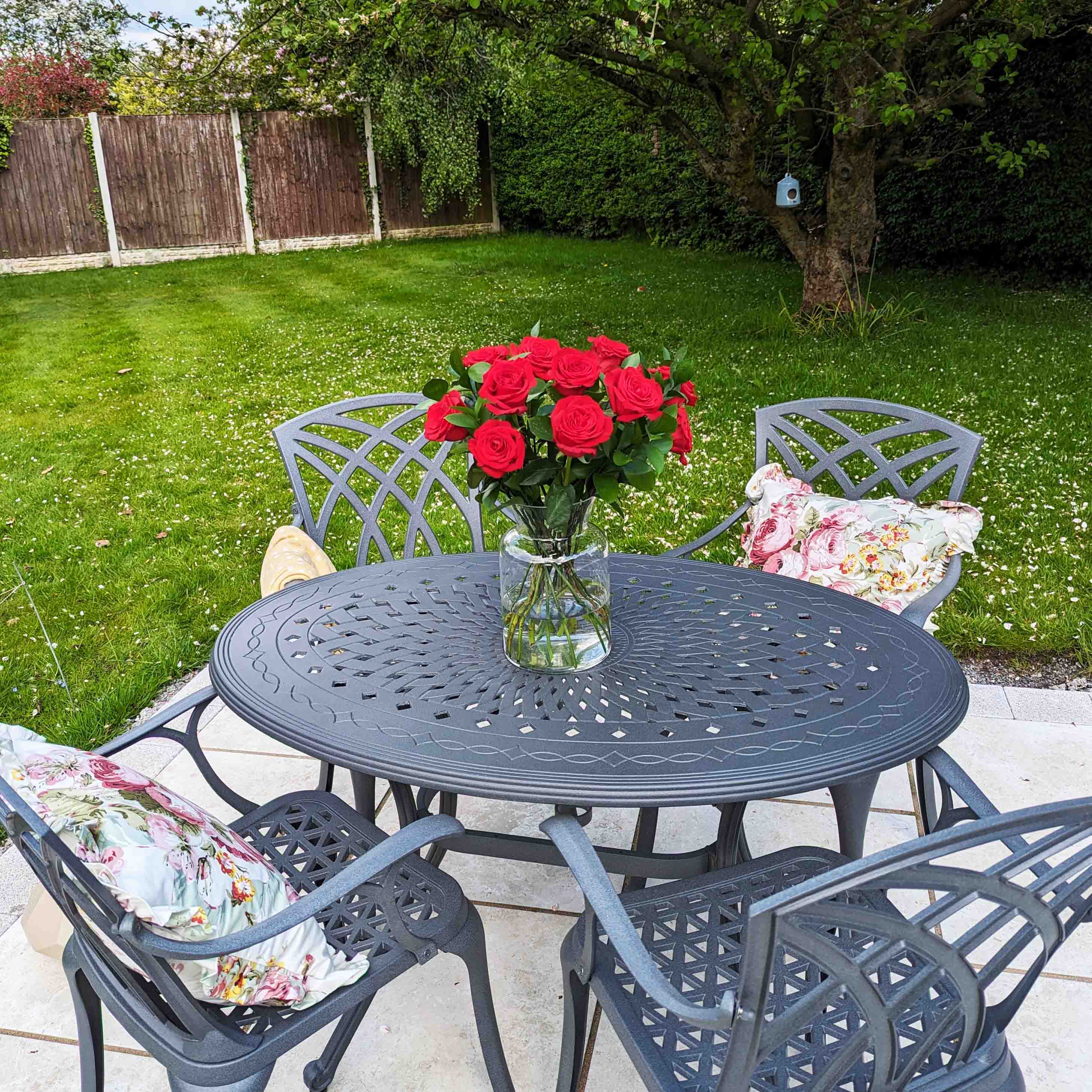 Daisie Table 4 Seater Set - Slate Grey - Image 3
