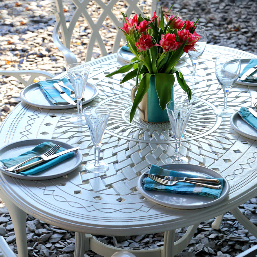 Emily Table 6 Seater Set - White - Image 6