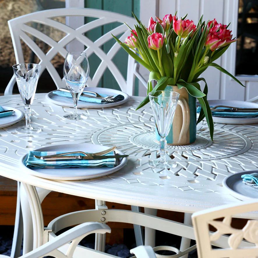 Emily Table 6 Seater Set - White - Image 9