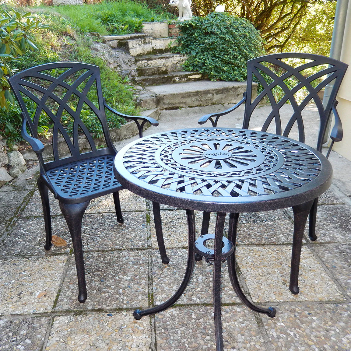 Eve Bistro Table 2 Seater Set - Antique Bronze - Image 9