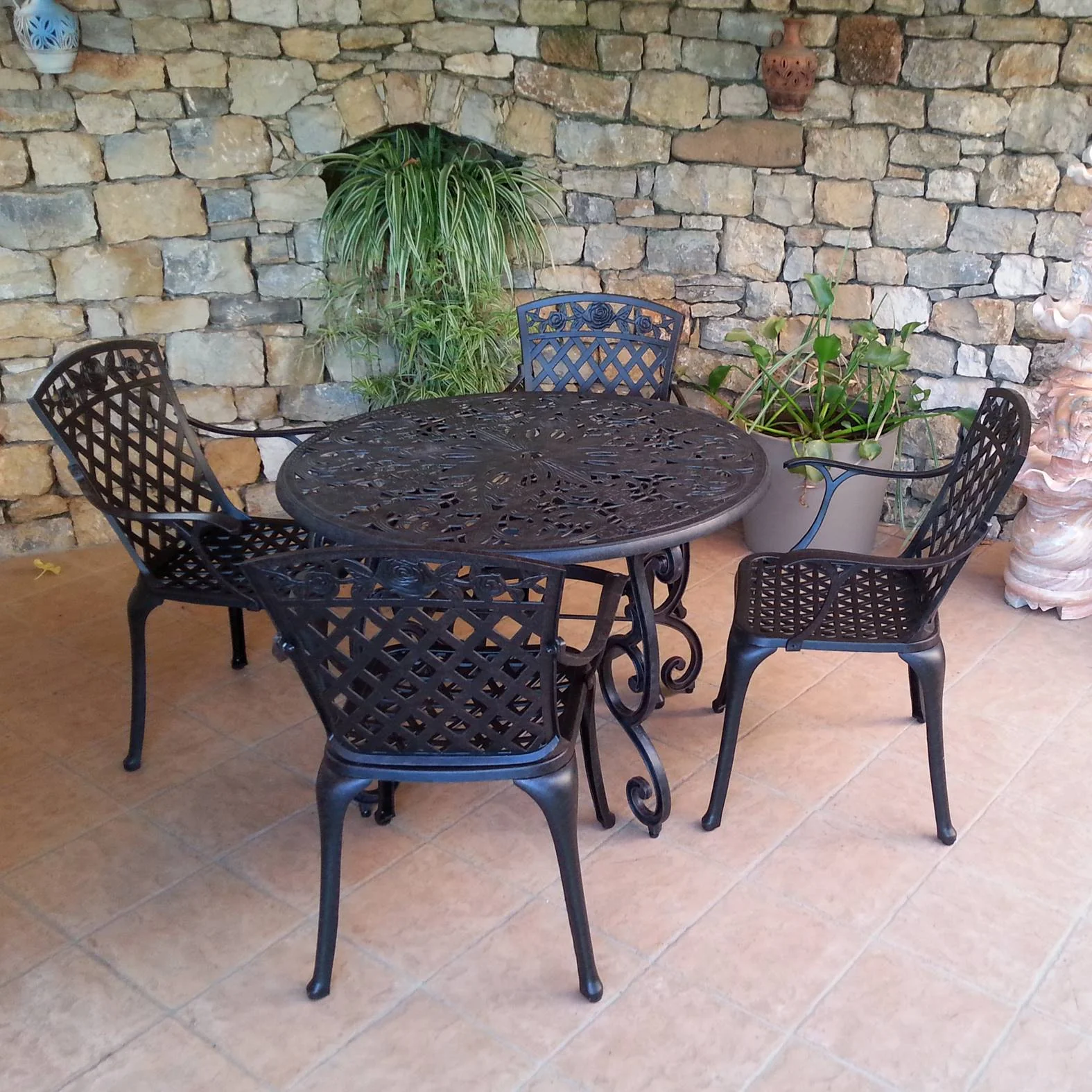 Flora Table 4 Seater Set - Antique Bronze - Image 16