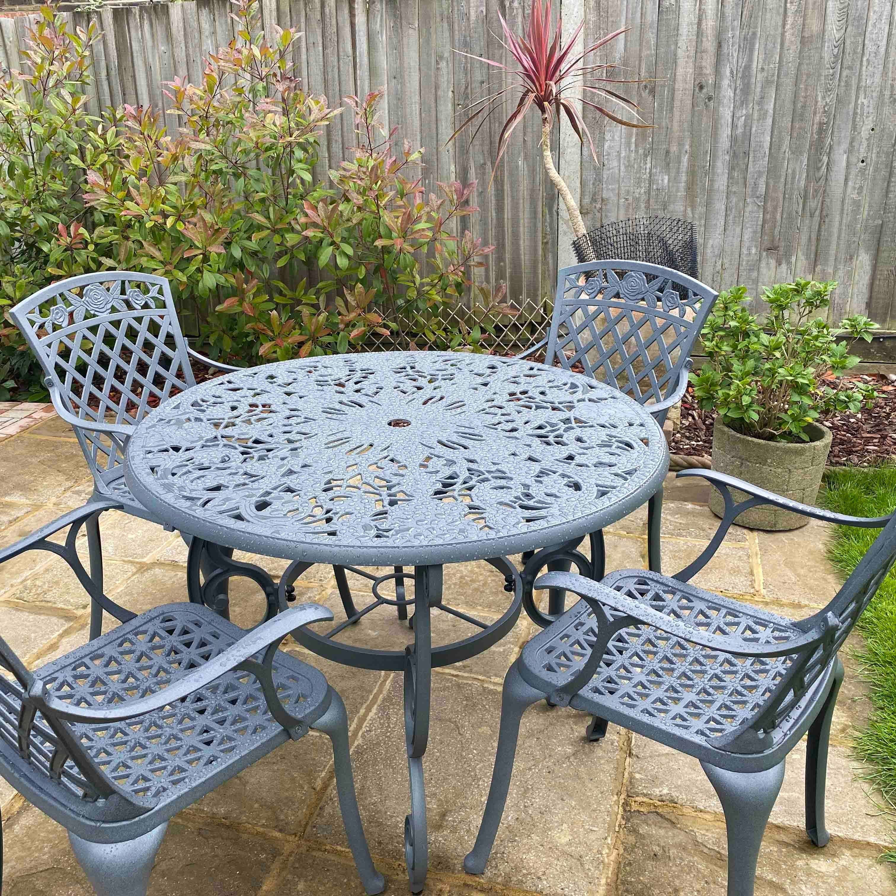 Flora Table 4 Seater Set - Slate Grey - Image 2