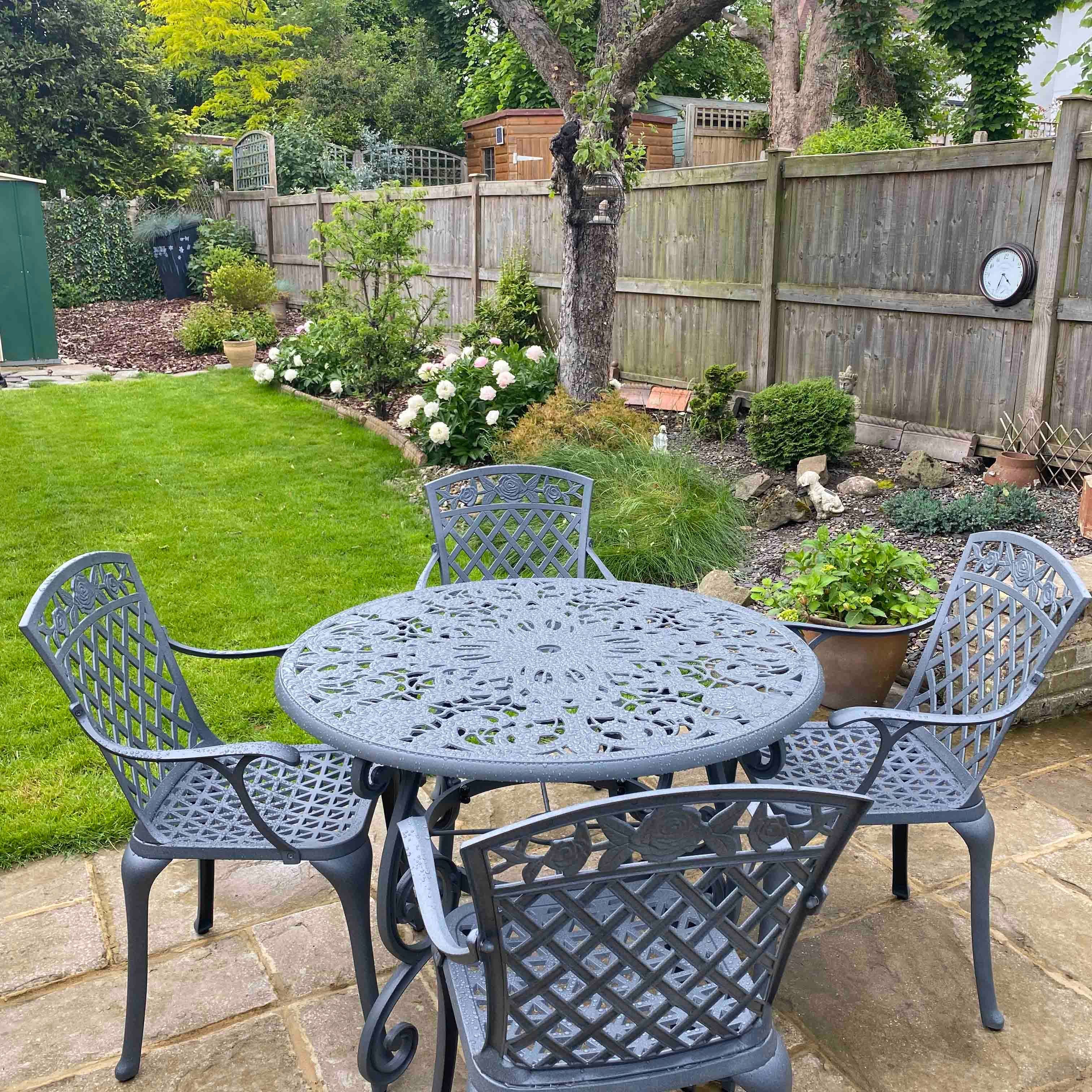 Flora Table 4 Seater Set - Slate Grey - Image 3