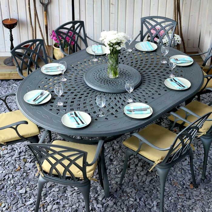 Gloria Table 10 Seater Set - Slate - Image 3