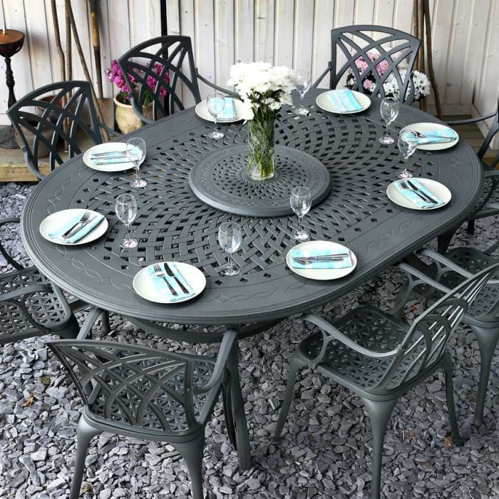 Gloria Table 10 Seater Set - Slate - Image 4