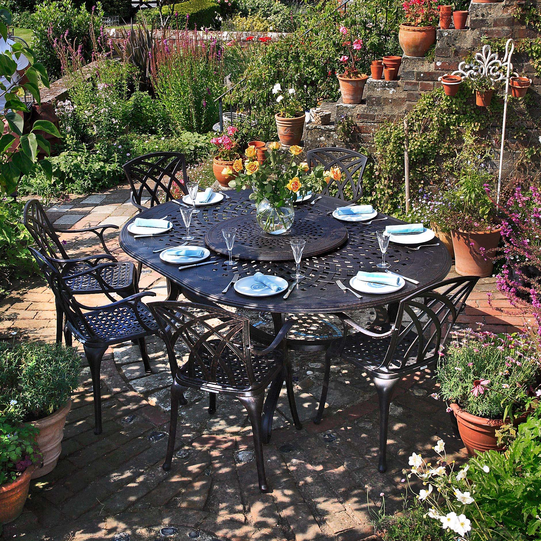 Gloria Table 8 Seater Set - Antique Bronze - Image 6