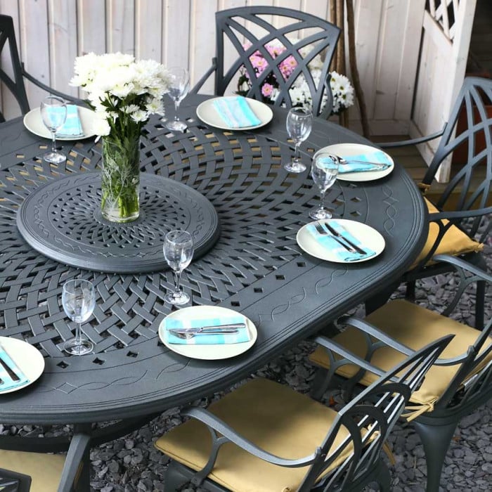 Gloria Table 8 Seater Set - Slate - Image 3