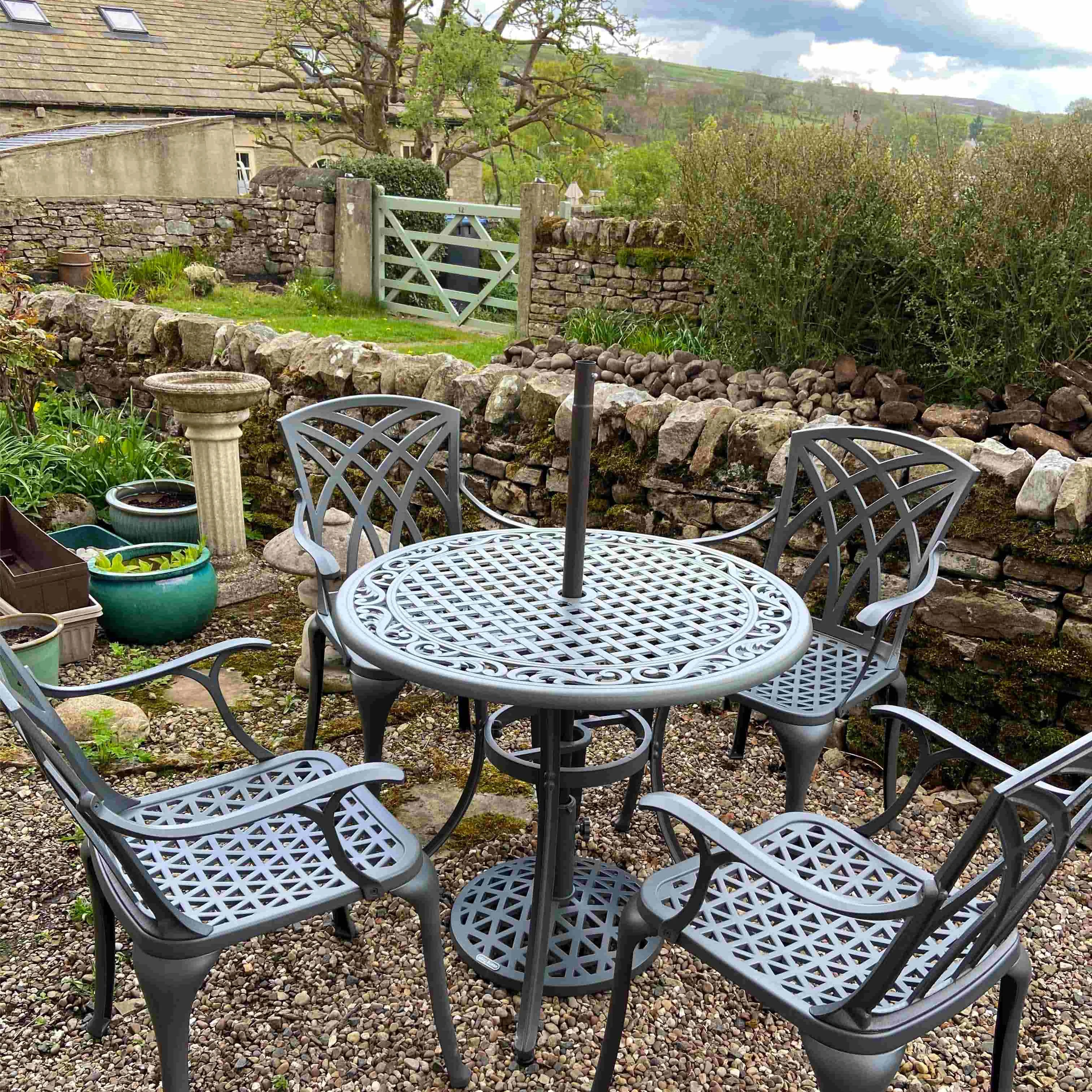 Hannah Table 4 Seater Set - Slate - Image 6