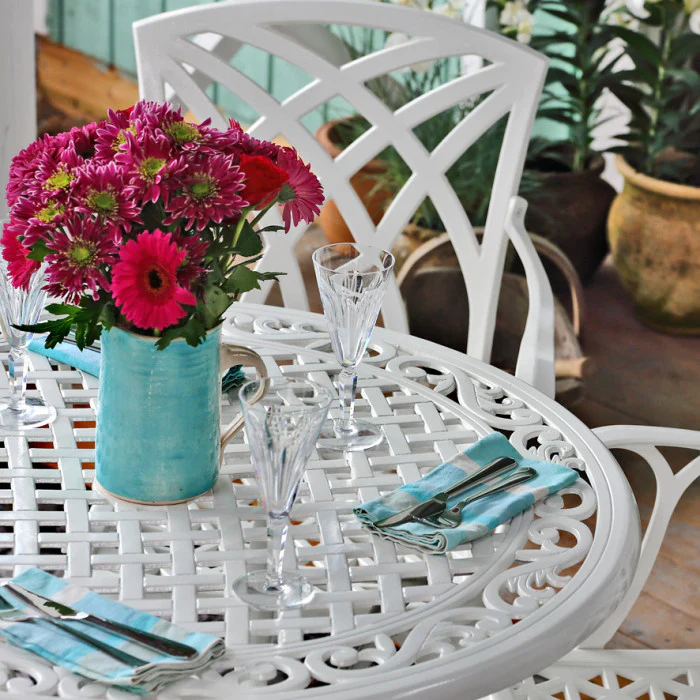 Hannah Table 4 Seater Set - White - Image 4
