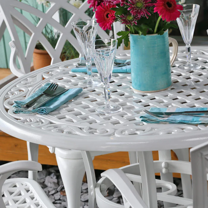 Hannah Table 4 Seater Set - White - Image 7