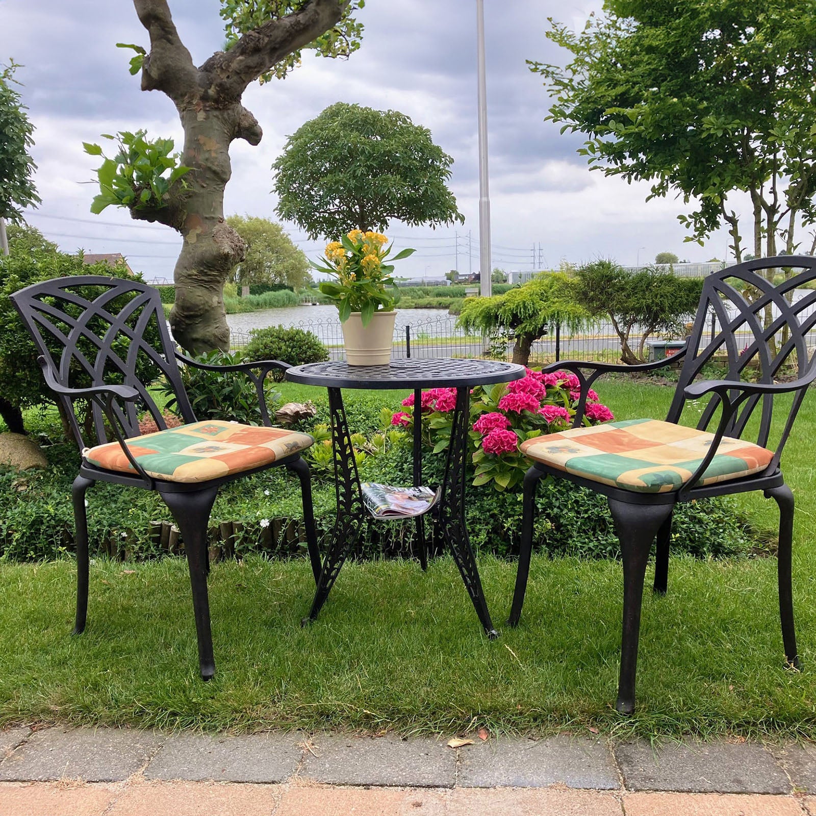 Ivy Bistro Table 2 Seater Set - Antique Bronze - Image 10