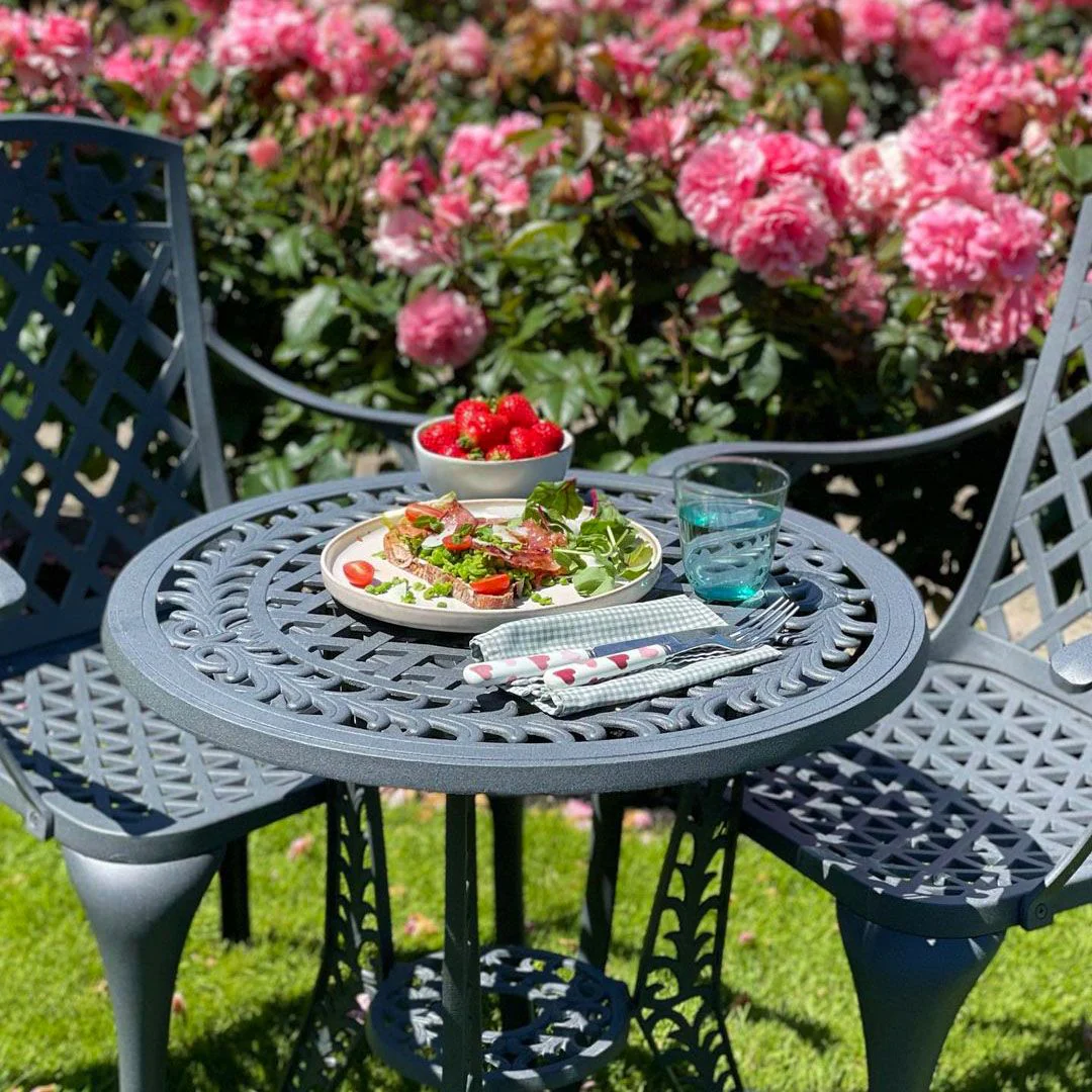 Ivy Bistro Table 2 Seater Set - Slate - Image 2