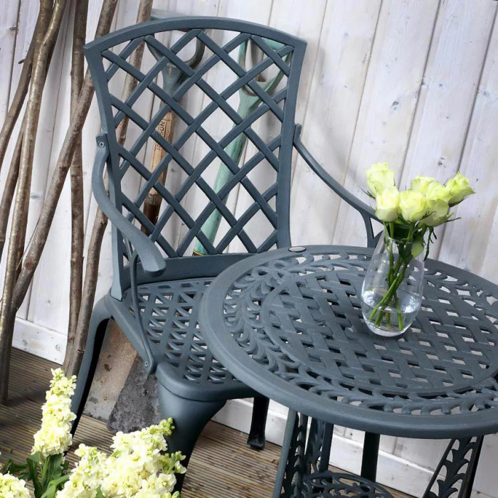 Ivy Bistro Table 2 Seater Set - Slate - Image 6