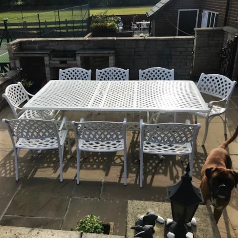 Jennifer Table 10 Seater Set - White - Image 3