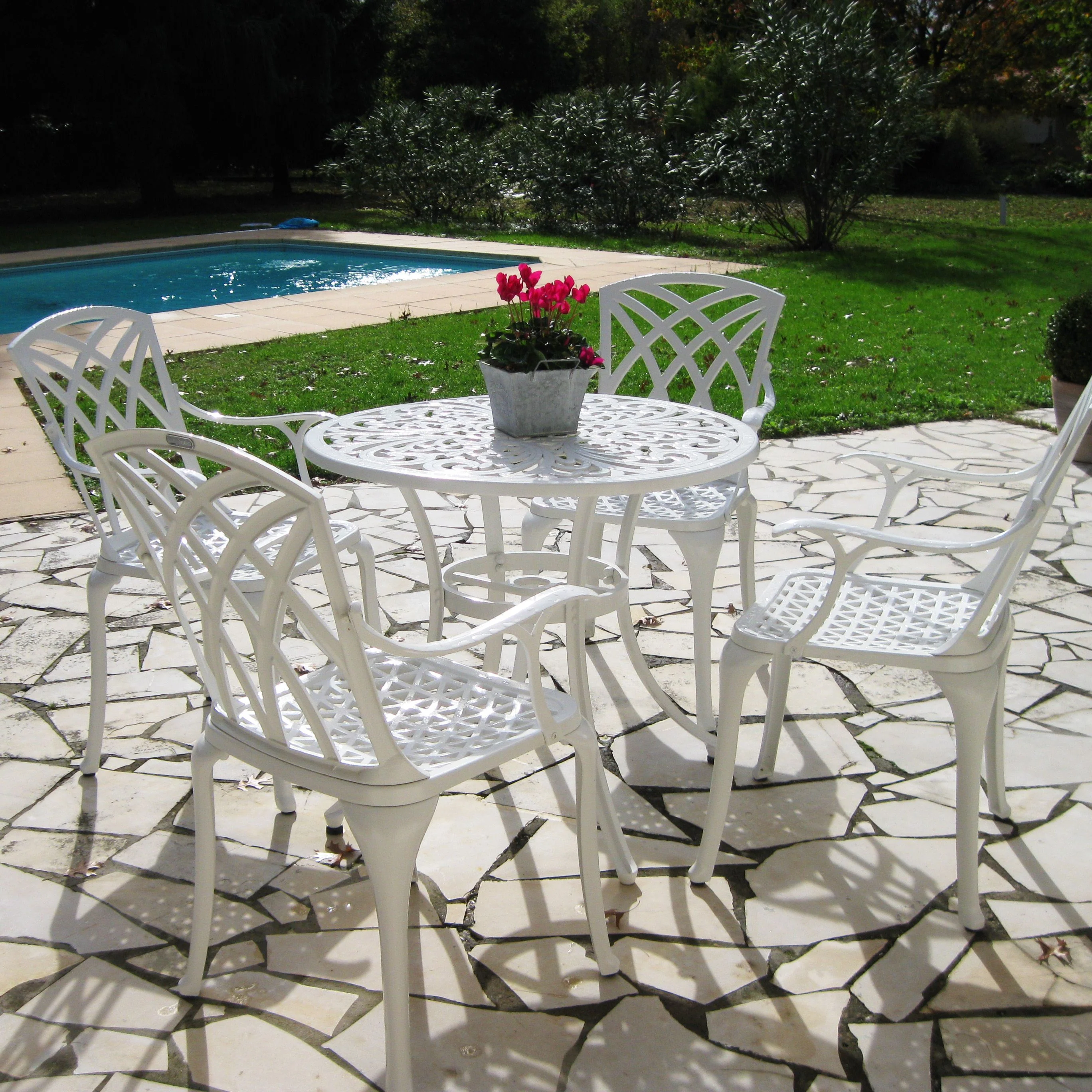 Jill Table 4 Seater Set - White - Image 2