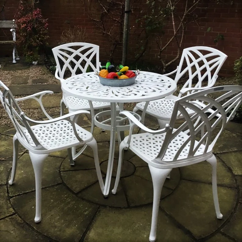 Jill Table 4 Seater Set - White - Image 4