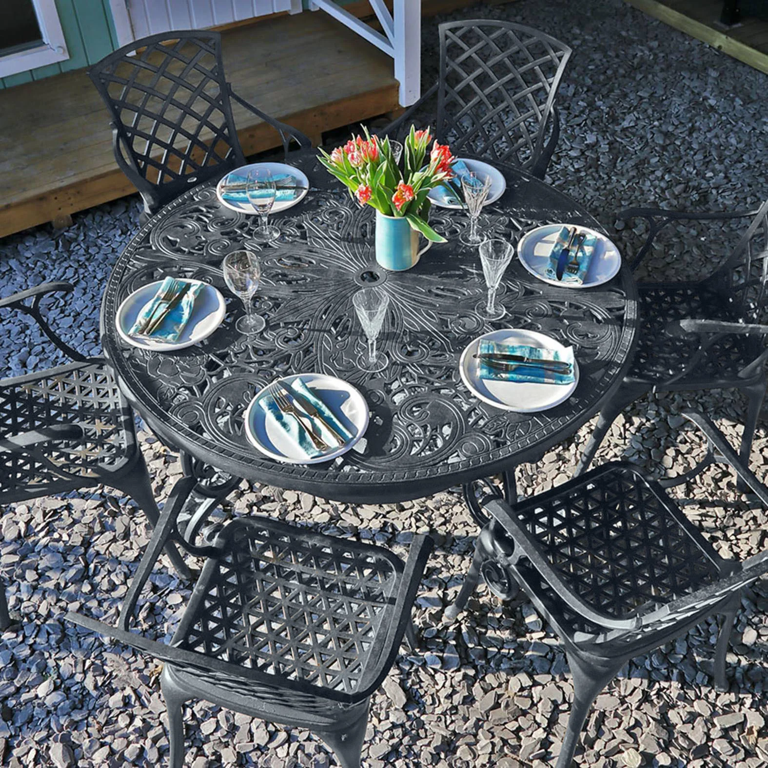 Joyce Table 6 Seater Set - Slate Grey - Image 2