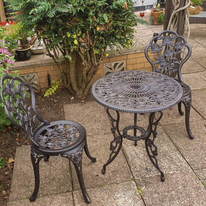 London Rose Bistro 2 Seater Set - Antique Bronze - Image 10