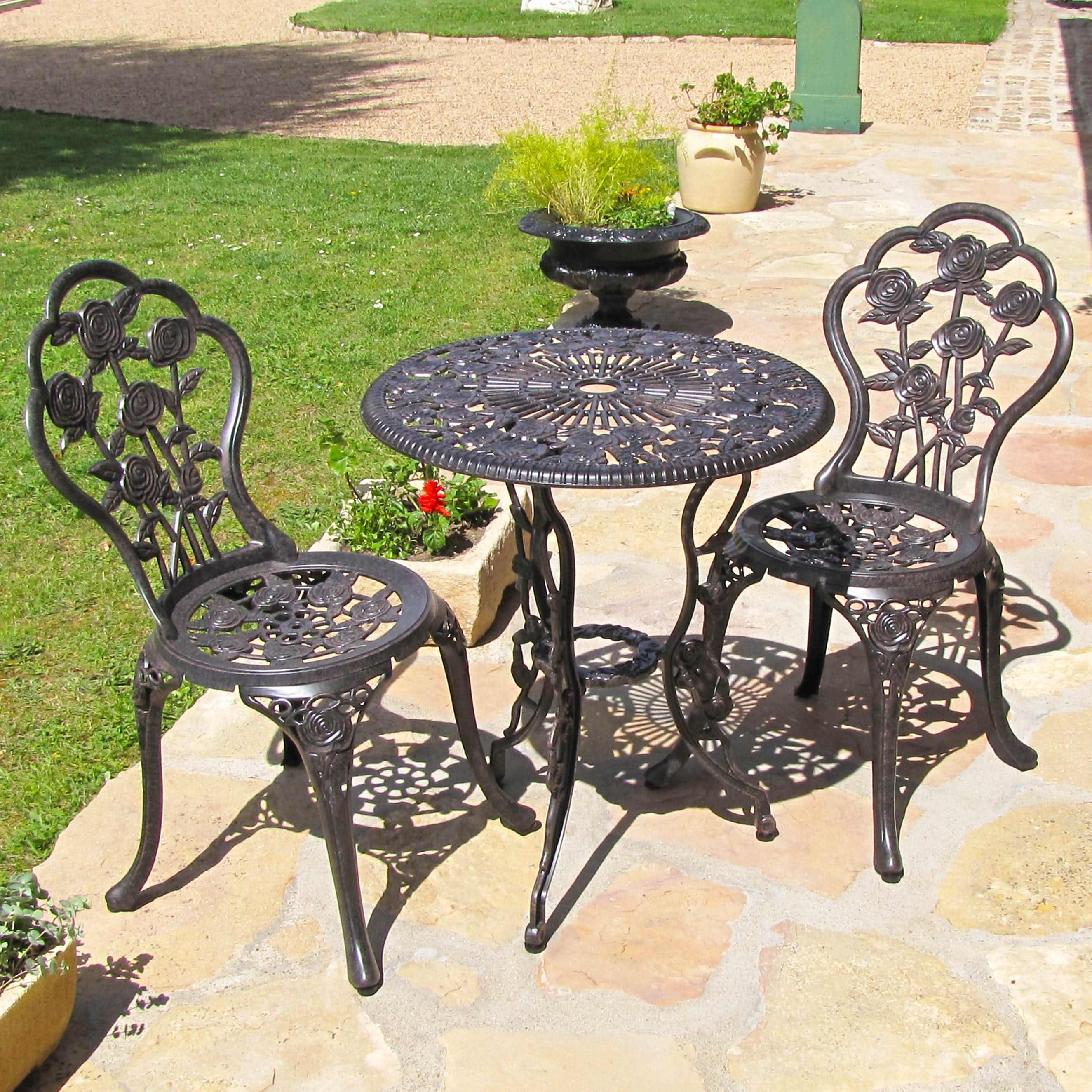 London Rose Bistro 2 Seater Set - Antique Bronze - Image 4
