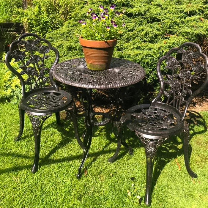 London Rose Bistro 2 Seater Set - Antique Bronze - Image 5