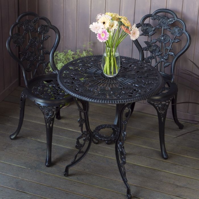 London Rose Bistro 2 Seater Set - Antique Bronze - Image 7