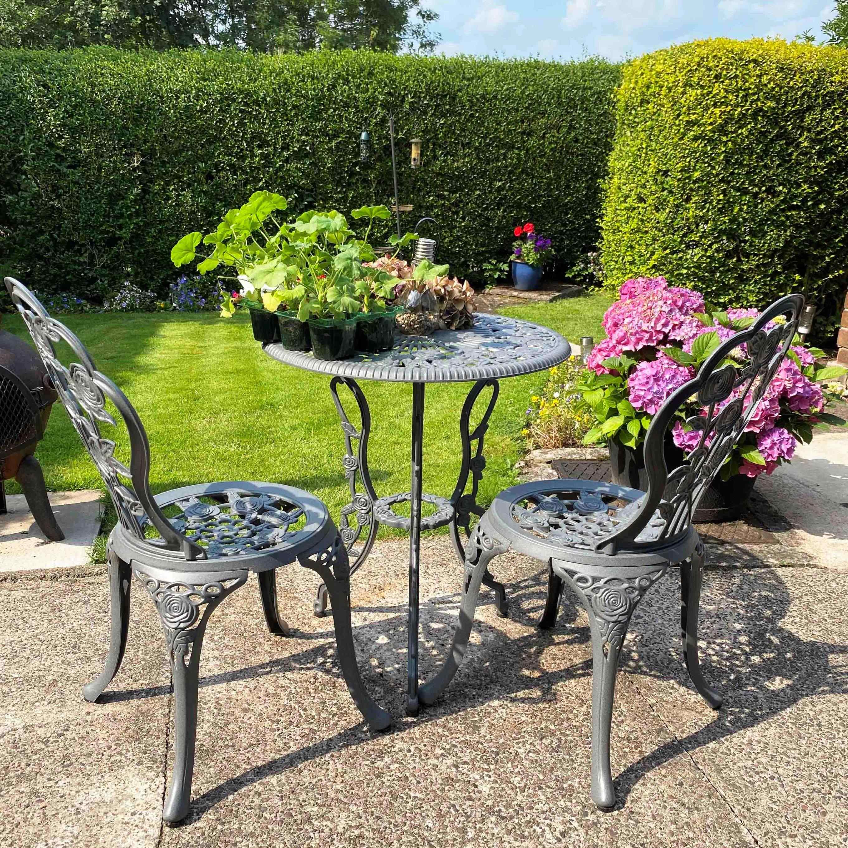 London Rose Bistro 2 Seater Set - Slate - Image 2
