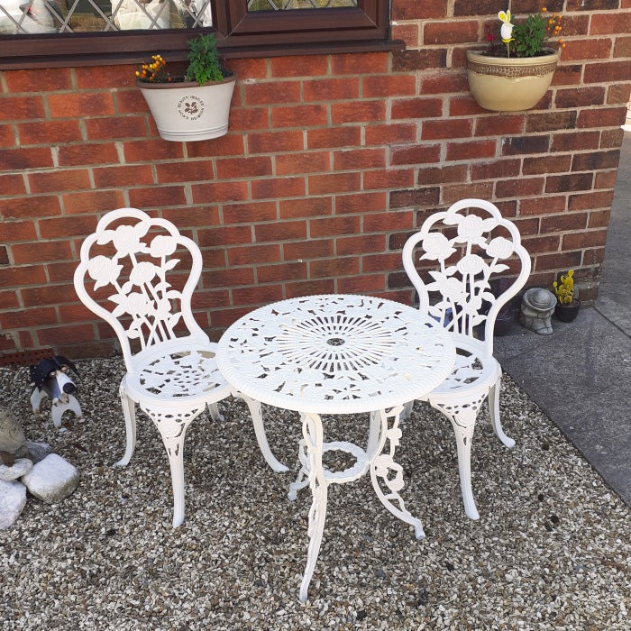London Rose Bistro 2 Seater Set - White - Image 10