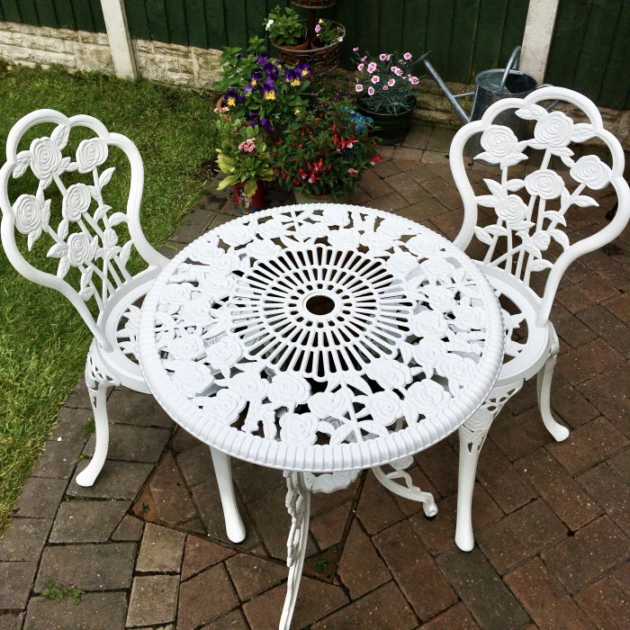 London Rose Bistro 2 Seater Set - White - Image 2