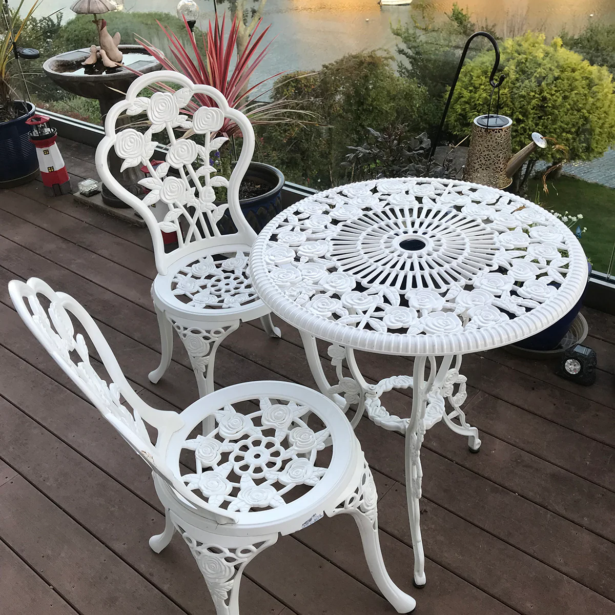London Rose Bistro 2 Seater Set - White - Image 4