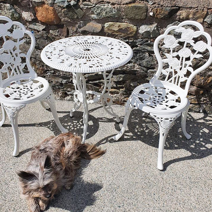 London Rose Bistro 2 Seater Set - White - Image 5
