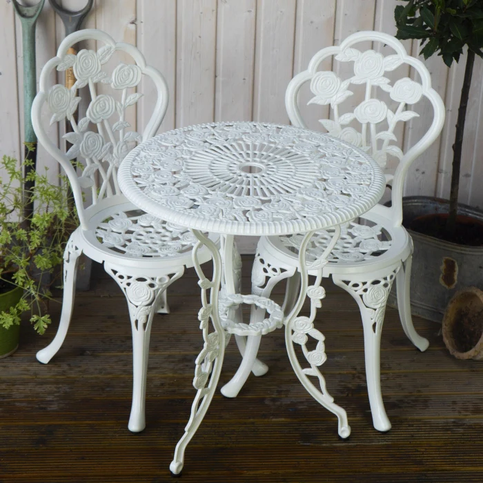 London Rose Bistro 2 Seater Set - White - Image 8