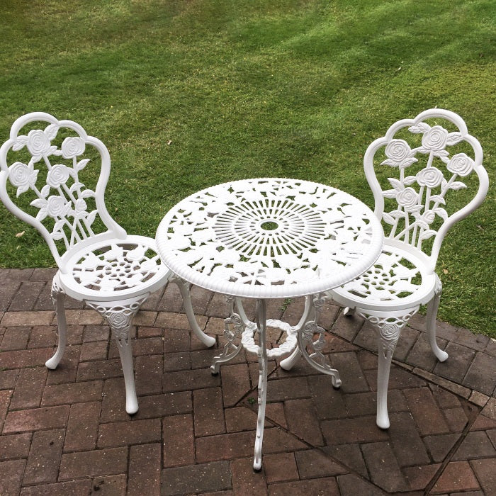 London Rose Bistro 2 Seater Set - White - Image 9