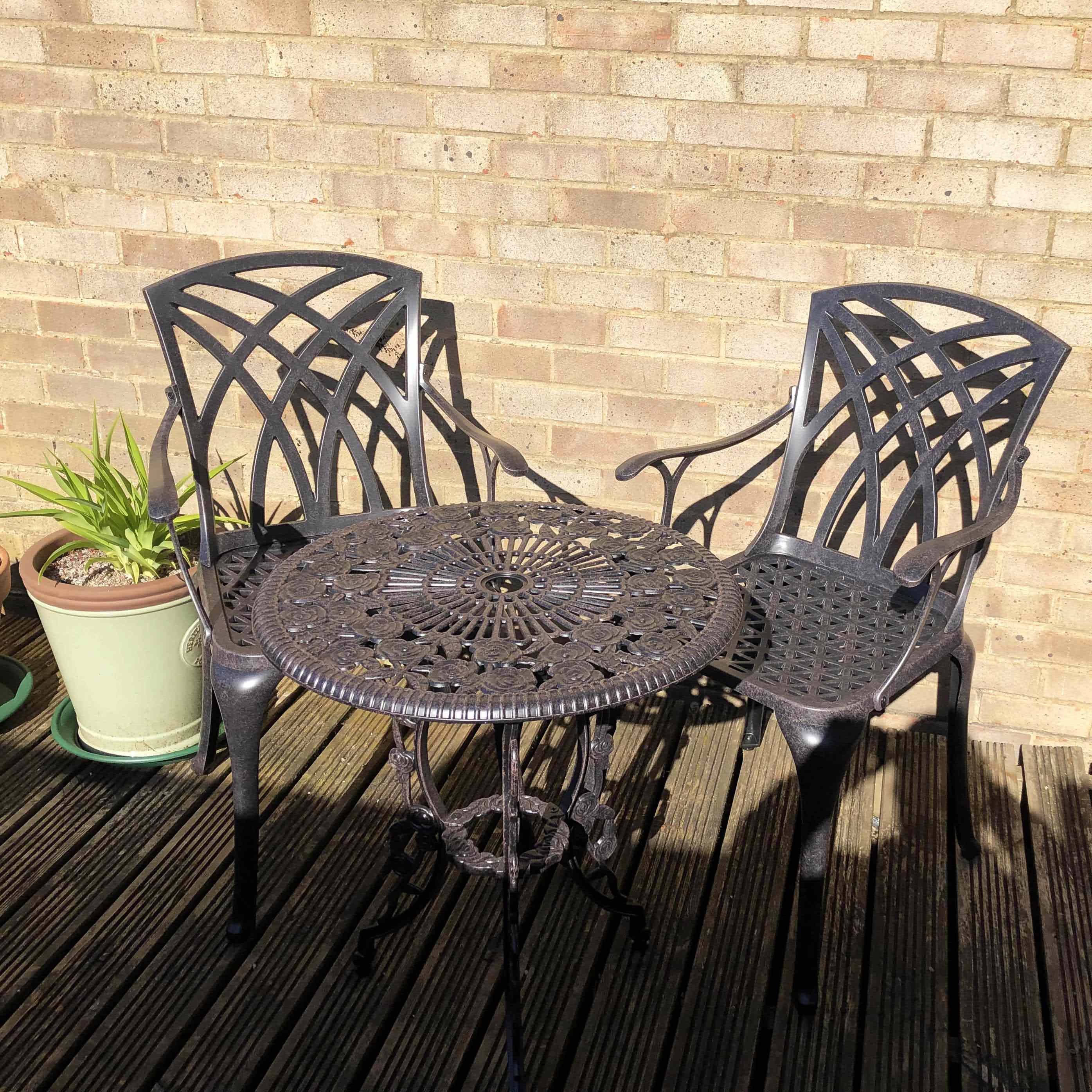 London Rose Table 2 Seater Set - Antique Bronze - Image 8